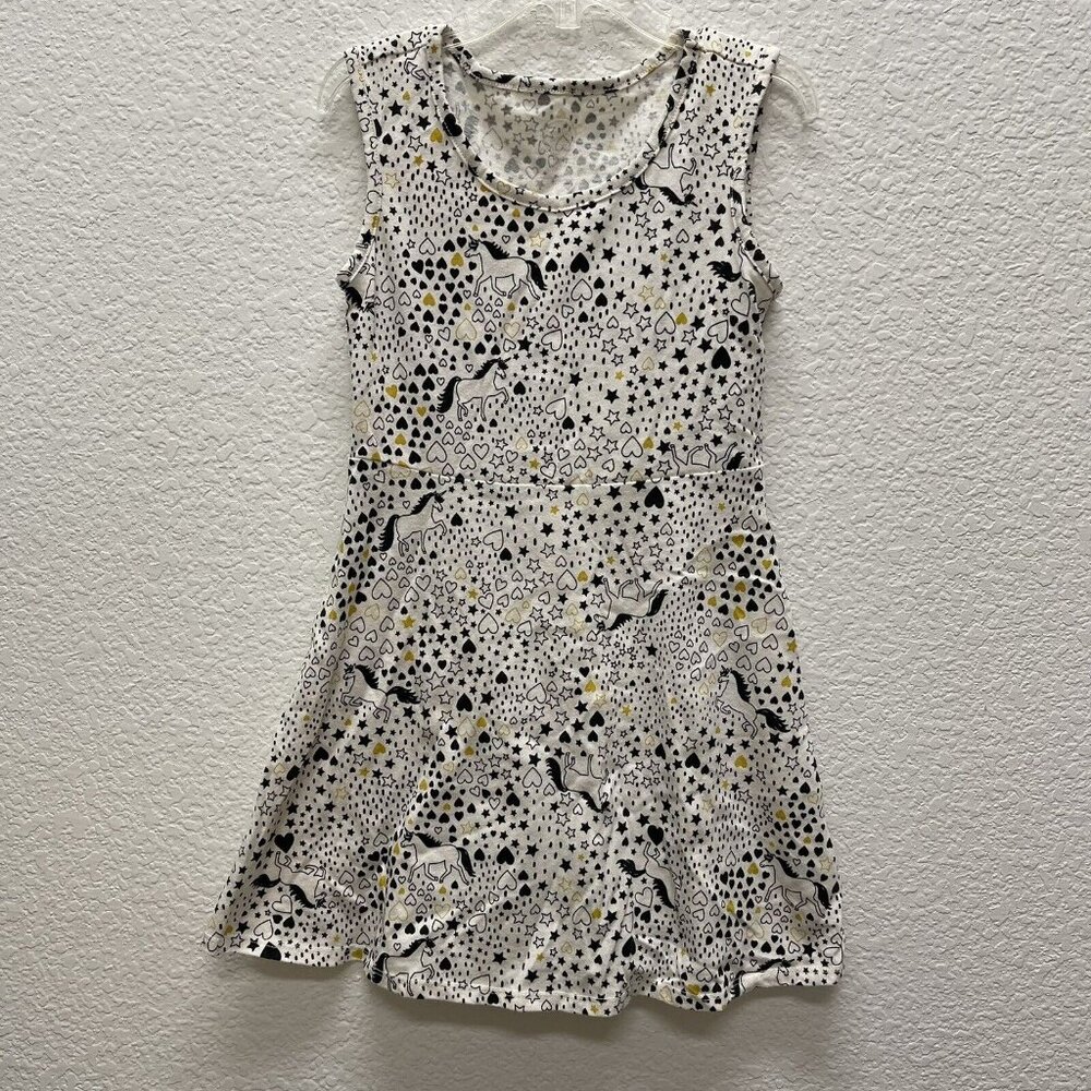 Wonder Nation Girls Small 6 6X Dress Sleeveless Scope Neck Unicorn Hearts Stars
